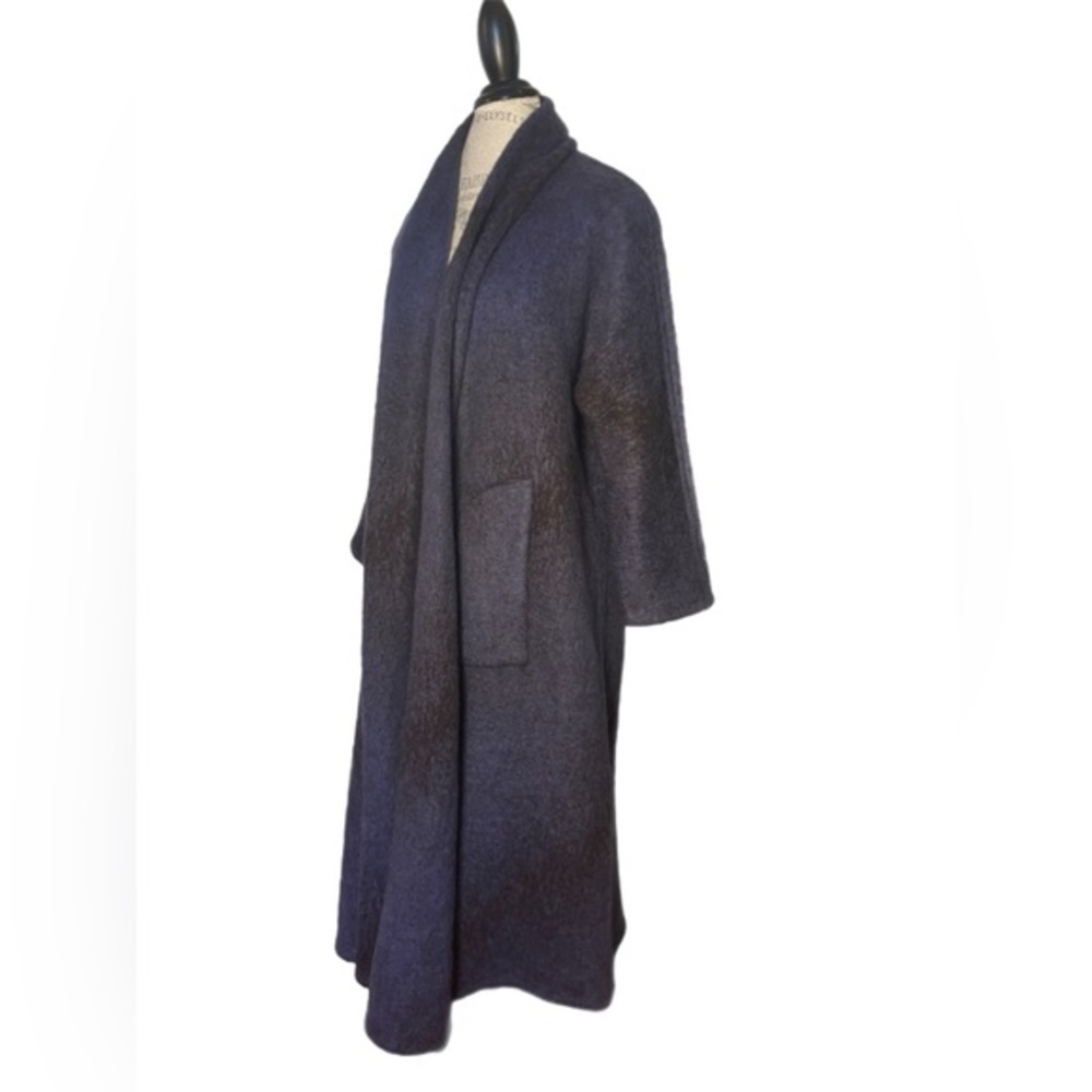 Yeohlee Black & Purple Mohair Wool Long Coat Size OS